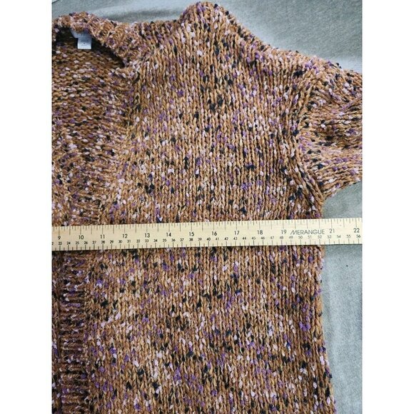 J.Jill Utopia Mixed Cardigan Chunky Sweater Size MP Orange Open Front - Picture 7 of 7